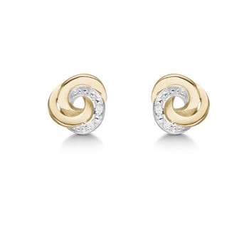 14 kt knude ørestikker med diamanter, 2 x 0,0033 ct Wesselton/PI